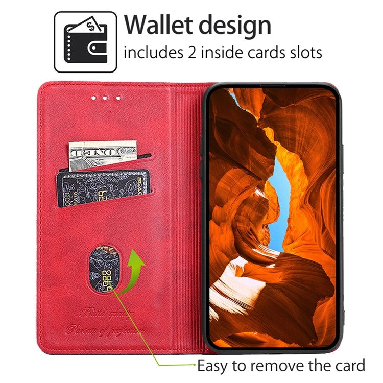 Funda de Cuero Magnética Textura de Vaca TCL 501 4G (Rojo)