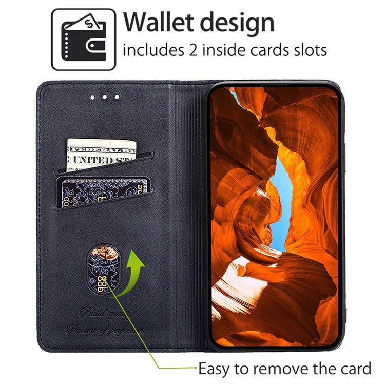 Funda de Cuero Magnética para Teléfono TCL 502 (Negro) con Textura de Vaca