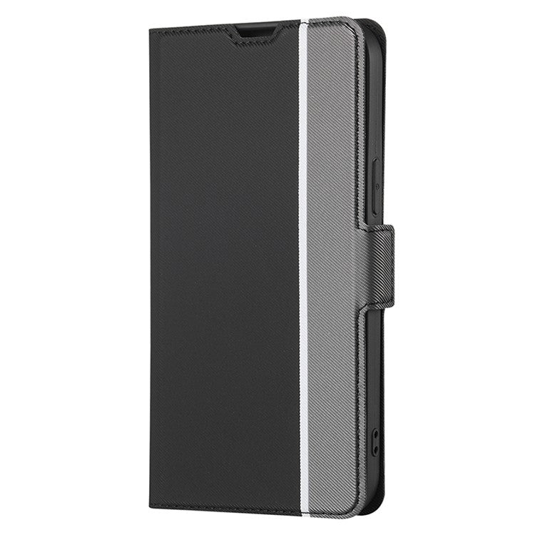 Funda de Cuero con Botones Laterales y Textura de Sarga para Tecno Camon 30 Premier 5G (Negro)
