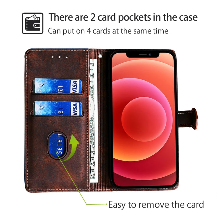 Funda de Cuero con Hebilla Magnética para Teléfono TCL 50 5G (Marrón)