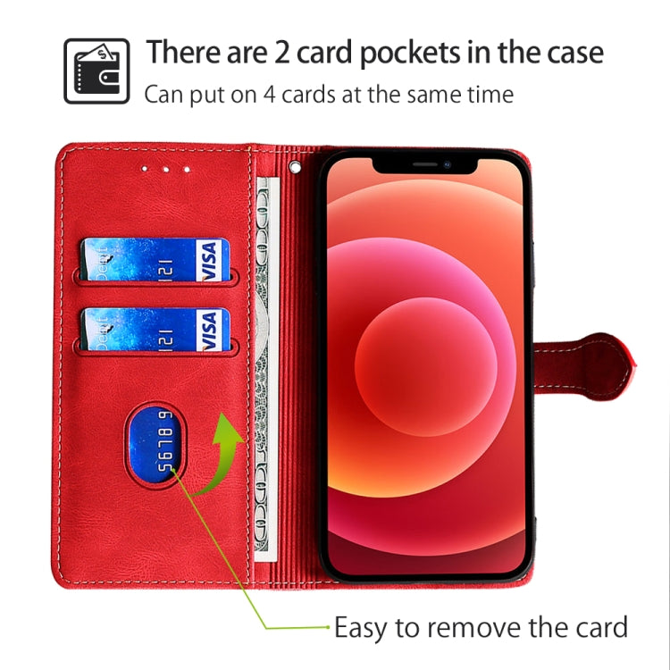 Funda de Cuero con Hebilla Magnética para TCL 50 5G (Rojo)