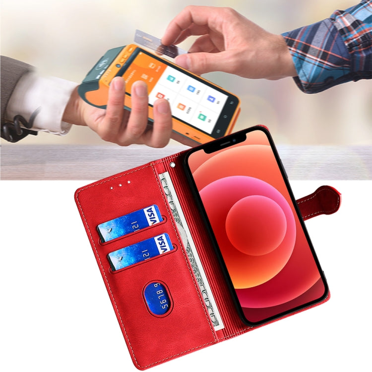 Funda de Cuero con Hebilla Magnética para TCL 50 5G (Rojo)