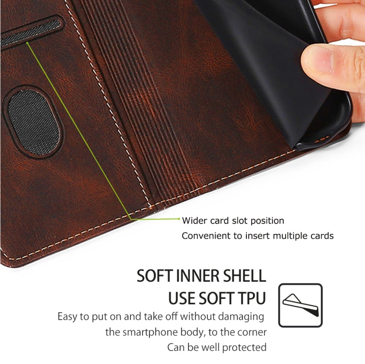Funda de Cuero con Hebilla Magnética para TCL 50 XL (Marrón)