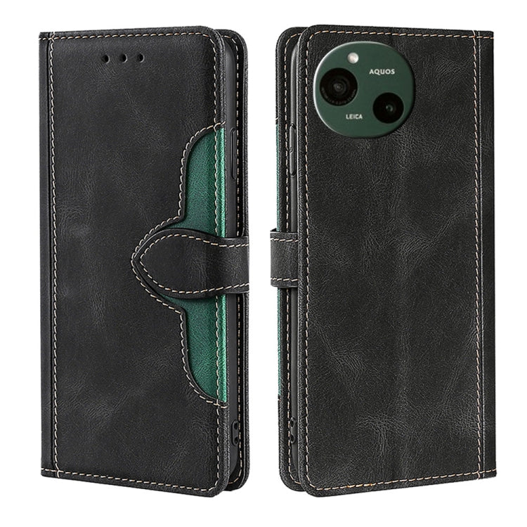 Funda de Cuero para Sharp Aquos R9 con Hebilla Magnética y Tacto Agradable (Negro)