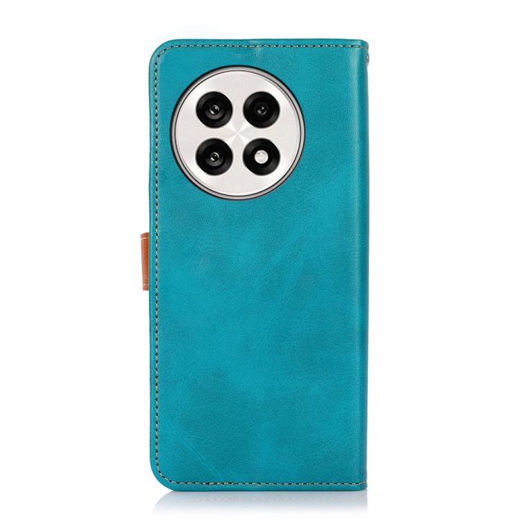Funda de Cuero con Tapa y Textura de Piel de Vaca para OnePlus 13R Global Khazneh (Azul)
