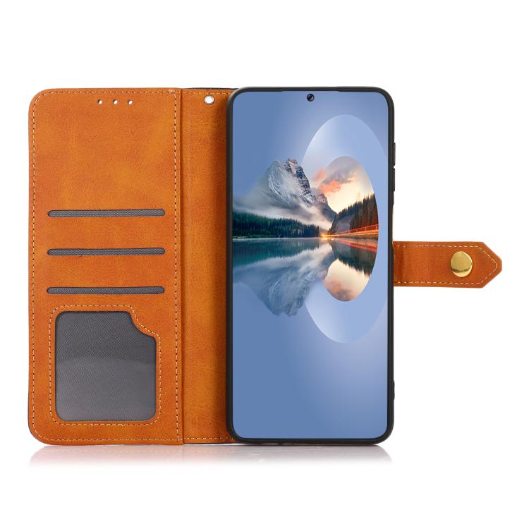 Funda de Cuero con Tapa y Textura de Piel de Vaca para OnePlus 13R Global Khazneh (Azul)