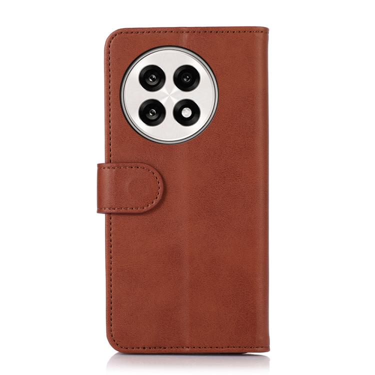 Funda de Cuero con Textura de Vaca para OnePlus 13R Global (Marrón)