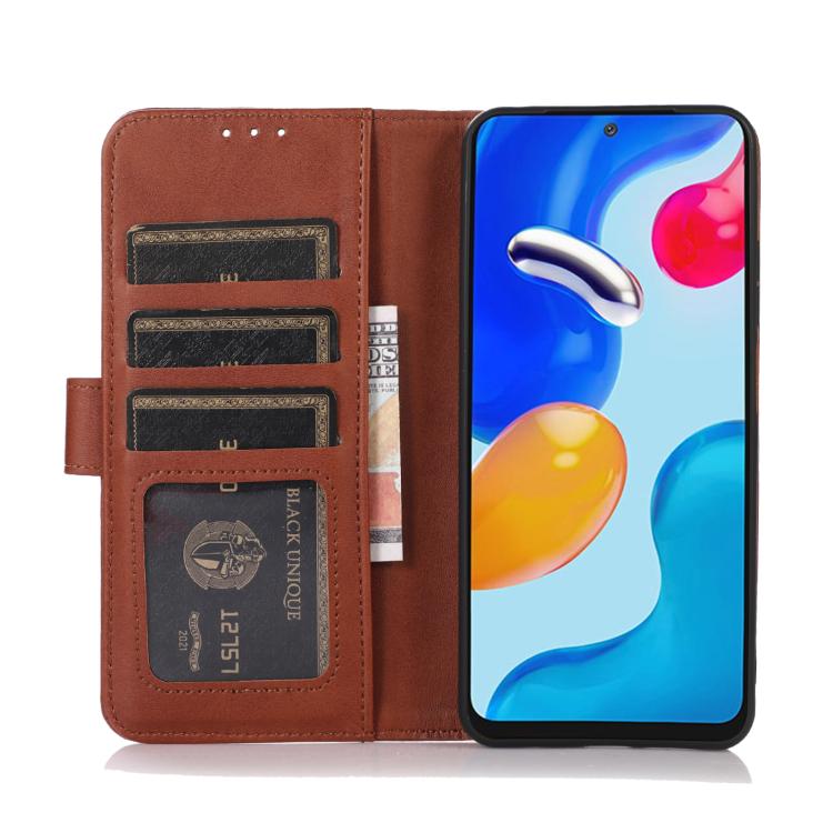 Funda de Cuero con Textura de Vaca para OnePlus 13R Global (Marrón)