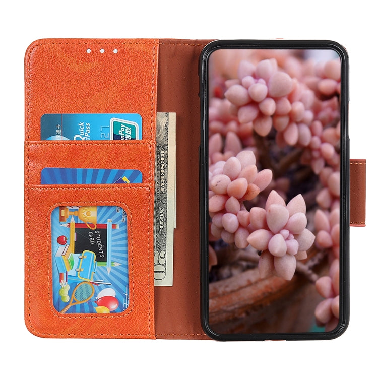 Funda de Cuero con Textura Nappa para OnePlus Nord 13 (Naranja)