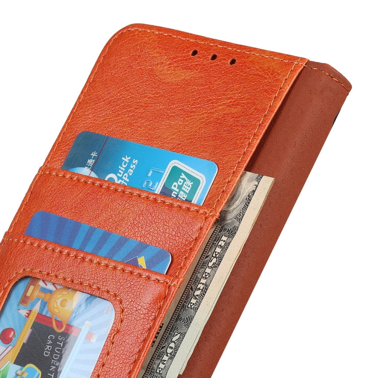 Funda de Cuero con Textura Nappa para OnePlus Nord 13 (Naranja)