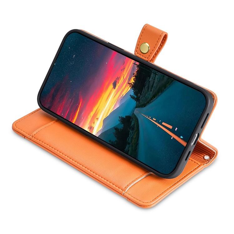 Funda de Cuero Tipo Cartera con Cremallera y Textura de Oveja para Realme 14 Pro+ 5G (Naranja)