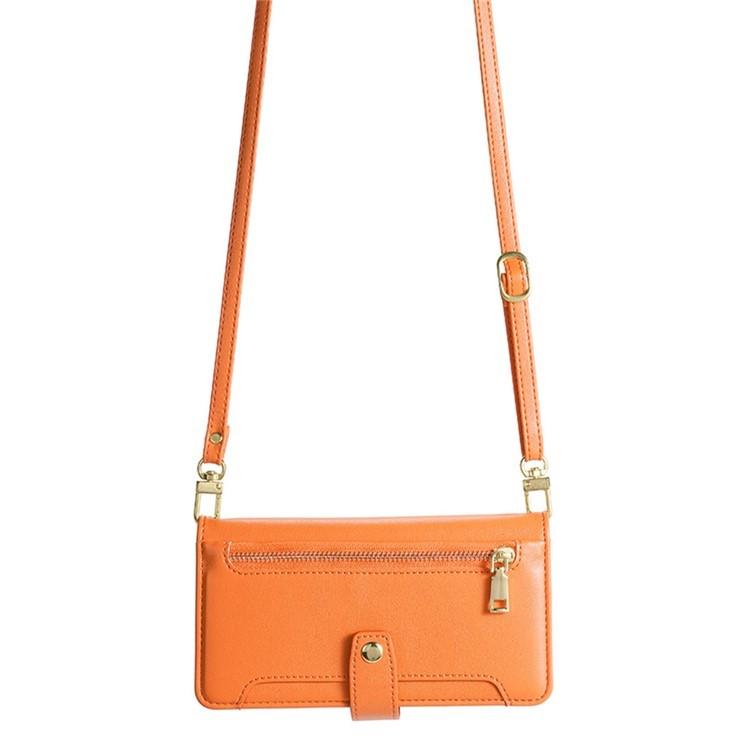 Funda de Cuero Tipo Cartera con Cremallera y Textura de Oveja para Realme 14 Pro+ 5G (Naranja)