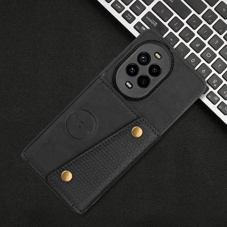 Funda Magnética para Huawei Nova 13 Pro con Ranuras para Tarjetas y Doble Hebilla (Negra)
