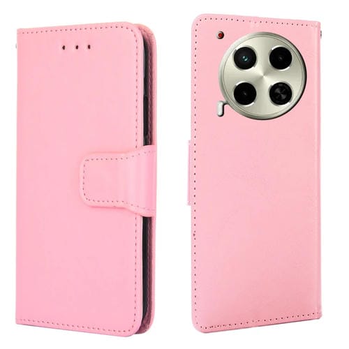 Funda de Cuero con Textura de Cristal para Tecno Camon 30 (Rosa)