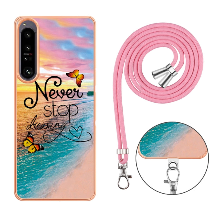 Funda TPU Galvanoplastia IMD para Sony Xperia 1 IV con Cordón (Dream Butterfly)