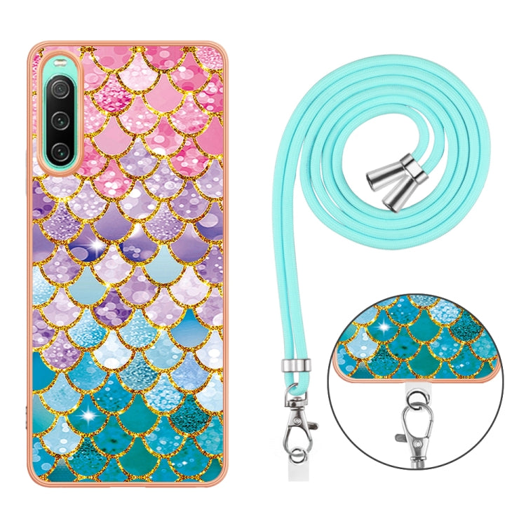 Funda TPU para Sony Xperia 10 IV con Cordón y Galvanoplastia IMD (Escamas de Colores)