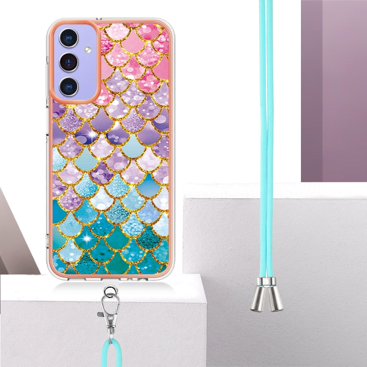 Caja de Teléfono Samsung Galaxy A15 5G Imd TPU Galvanoplastia con Cordón (Escamas de Colores)