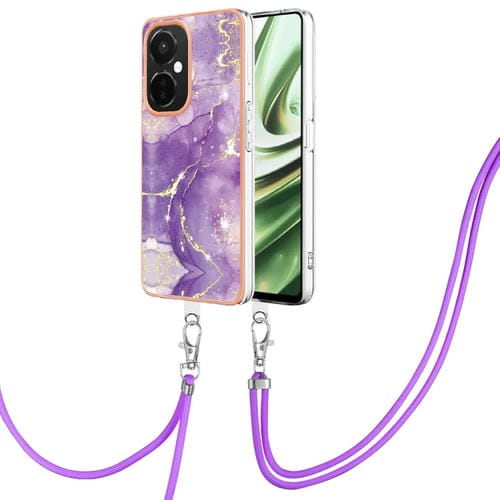 Estuche para OnePlus Nord Ce 3 5G y Nord Ce 3 Lite Imd Doble Cara Mármol Galvanizado con Cordón (Púrpura)