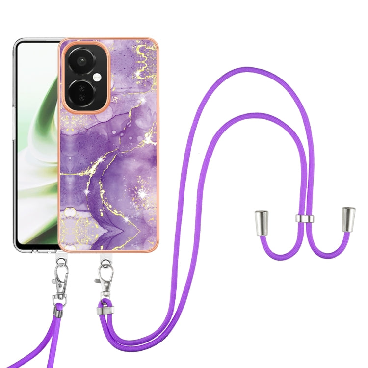 Estuche para OnePlus Nord Ce 3 5G y Nord Ce 3 Lite Imd Doble Cara Mármol Galvanizado con Cordón (Púrpura)
