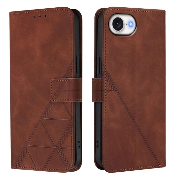 Funda de Cuero con Tapa y Relieve 3D para iPhone 16E (Marrón)