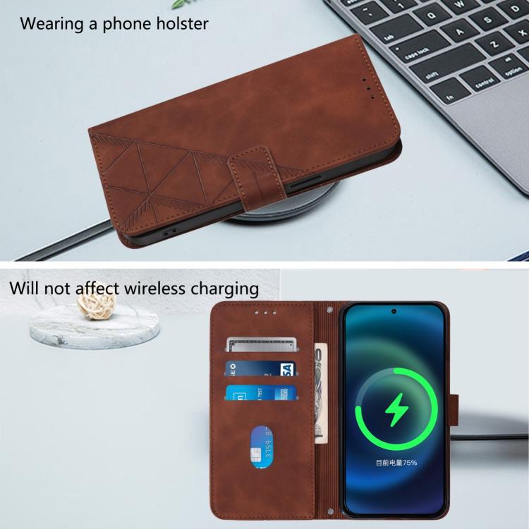 Funda de Cuero con Tapa y Relieve 3D para iPhone 16E (Marrón)