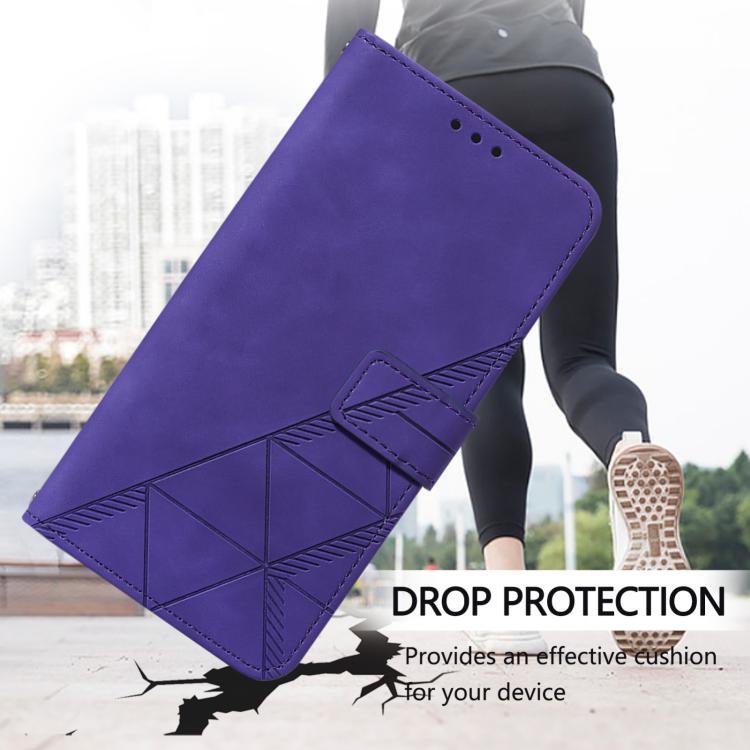 Funda de Cuero para iPhone 16E con Tapa y Relieve 3D (Morado)