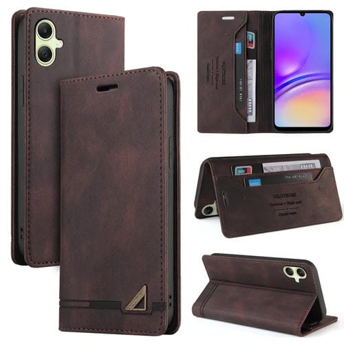 Funda de Cuero para Samsung Galaxy A05 Skin Feel con Tapa Horizontal Cepillo Antirrobo y Soporte (Marrón)
