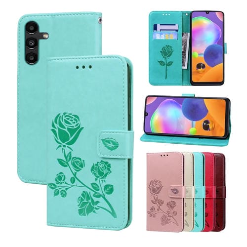 Funda para Teléfono Samsung Galaxy M34 5G Cuero PU con Tapa En Relieve (Verde)