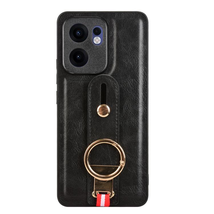 Funda Trasera de Cuero con Correa para El Brazo para Oppo Reno13 F 5G (Negra)