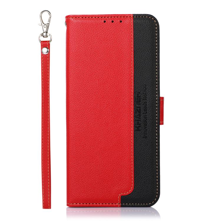 Funda de Cuero Khazneh Rfid con Textura de Lichi para OnePlus Ace 5 Pro / Ace 5 / 13R (Rojo)