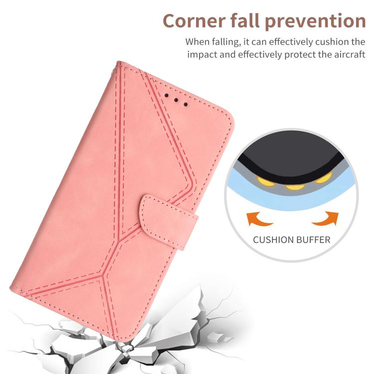 Funda de Cuero con Relieve y Costuras para OnePlus 13R (Rosa)