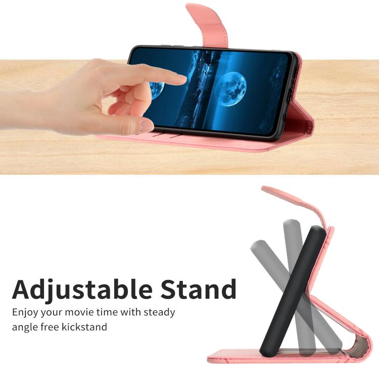 Funda de Cuero con Relieve y Costuras para OnePlus 13R (Rosa)