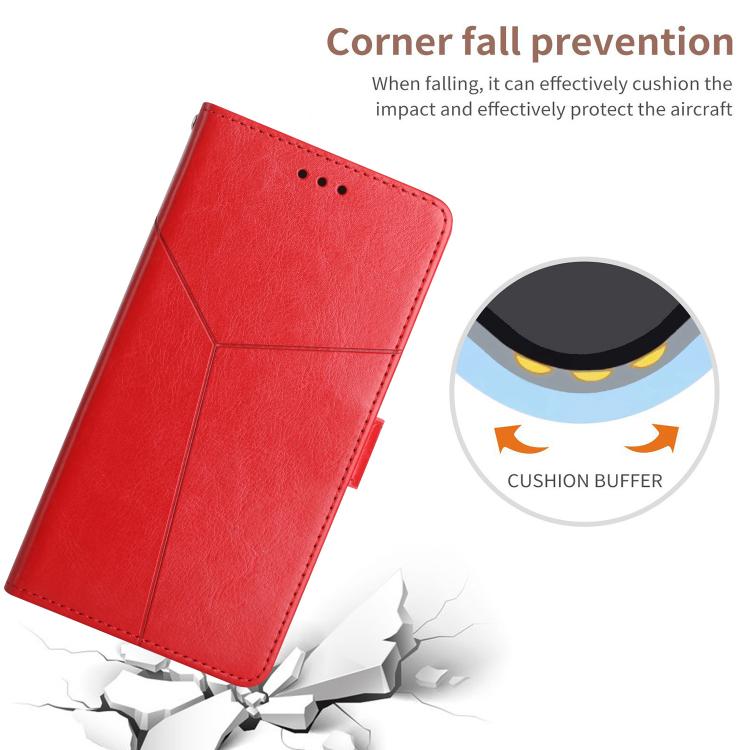 Funda de Cuero con Tapa y Patrón en Forma de Y para OnePlus 13R (Rojo)