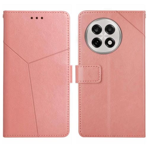 Funda de Cuero con Tapa y Patrón en Forma de Y para OnePlus 13R (Rosa)