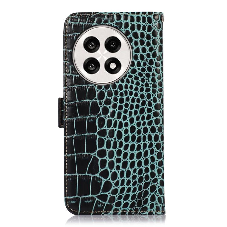 Funda para Teléfono OnePlus Ace 5 Pro/Ace 5 con Piel de Vaca y Cocodrilo (Verde)