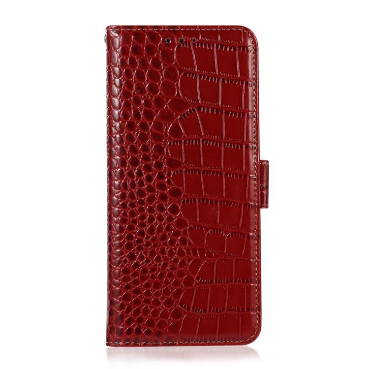 Funda para Teléfono OnePlus Ace 5 Pro/Ace 5 con Piel de Vaca y Cocodrilo (Roja)