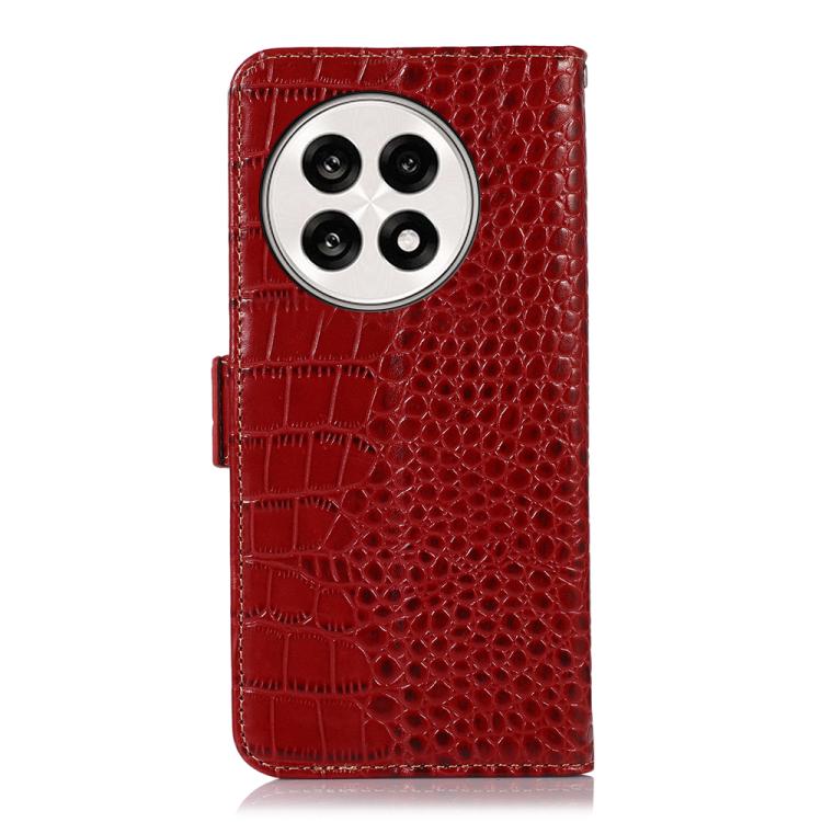 Funda para Teléfono OnePlus Ace 5 Pro/Ace 5 con Piel de Vaca y Cocodrilo (Roja)