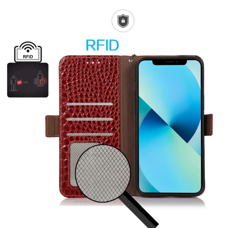 Funda para Teléfono OnePlus Ace 5 Pro/Ace 5 con Piel de Vaca y Cocodrilo (Roja)