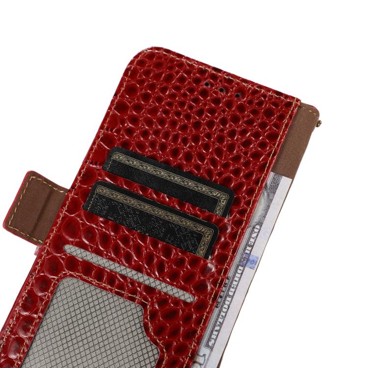 Funda para Teléfono OnePlus Ace 5 Pro/Ace 5 con Piel de Vaca y Cocodrilo (Roja)