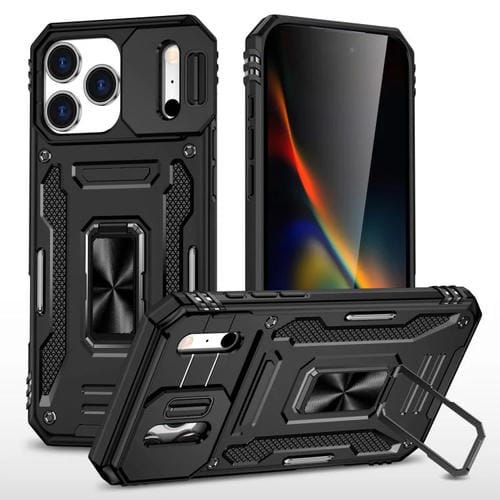 Funda protectora de PC + TPU para cámara de iPhone 17 Pro (negra)