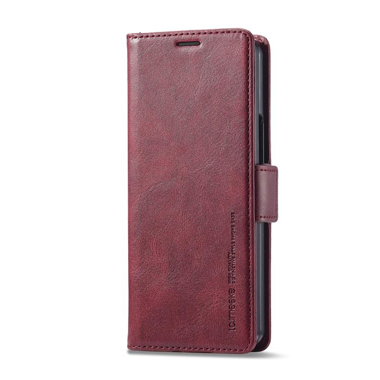 Funda de cuero antirrobo LC.IMEEKE RFID para Samsung Galaxy Z Fold7 5G (roja)