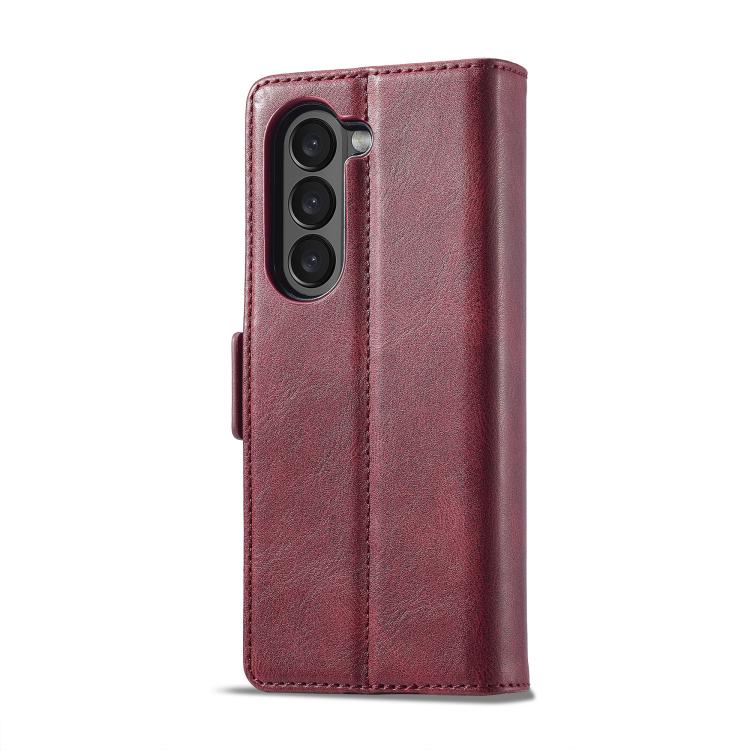 Funda de cuero antirrobo LC.IMEEKE RFID para Samsung Galaxy Z Fold7 5G (roja)