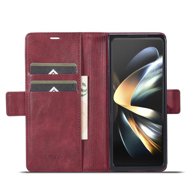 Funda de cuero antirrobo LC.IMEEKE RFID para Samsung Galaxy Z Fold7 5G (roja)