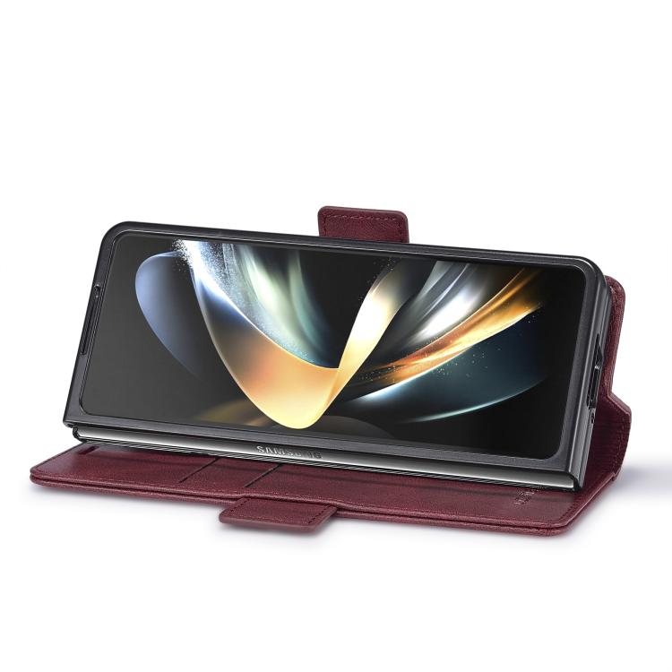 Funda de cuero antirrobo LC.IMEEKE RFID para Samsung Galaxy Z Fold7 5G (roja)