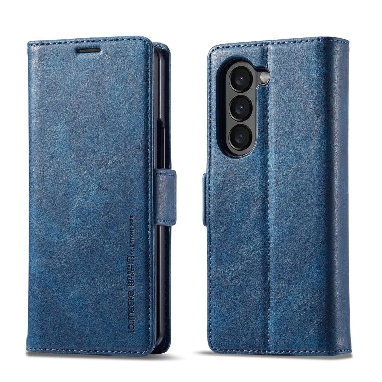 Funda de cuero antirrobo LC.IMEEKE RFID para Samsung Galaxy Z Fold7 5G (azul)