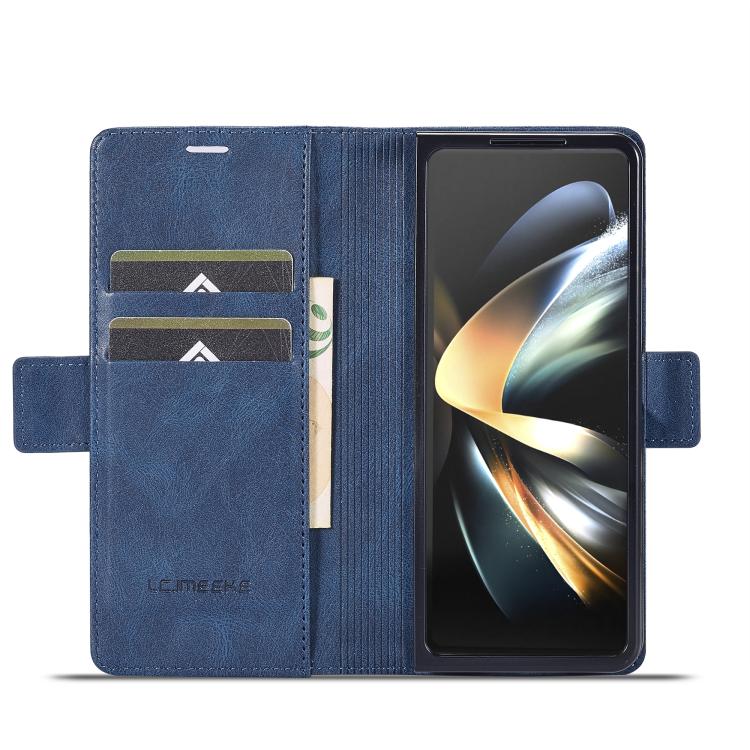 Funda de cuero antirrobo LC.IMEEKE RFID para Samsung Galaxy Z Fold7 5G (azul)
