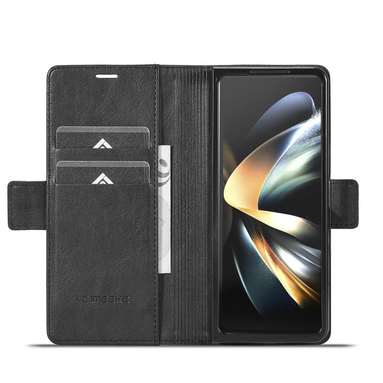 Funda de cuero antirrobo LC.IMEEKE RFID para Samsung Galaxy Z Fold7 5G (negra)