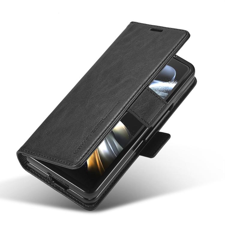 Funda de cuero antirrobo LC.IMEEKE RFID para Samsung Galaxy Z Fold7 5G (negra)