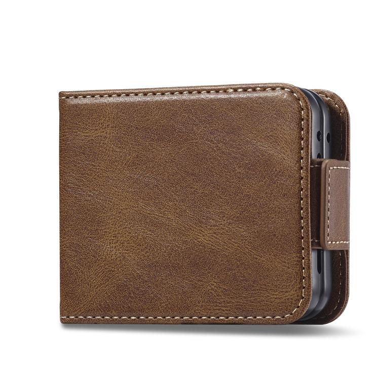 Funda de cuero antirrobo LC.IMEEKE RFID para Samsung Galaxy Z Flip7 5G (marrón)