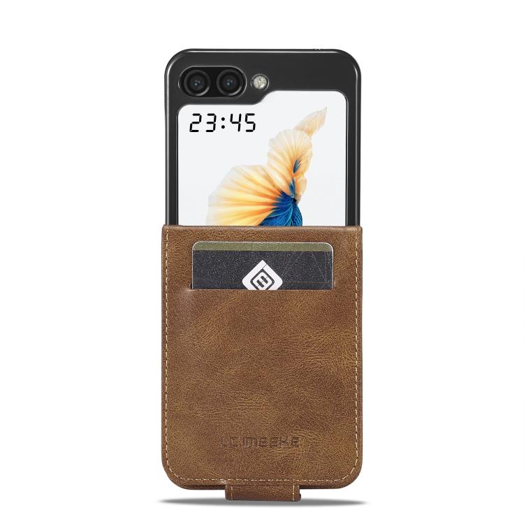 Funda de cuero antirrobo LC.IMEEKE RFID para Samsung Galaxy Z Flip7 5G (marrón)